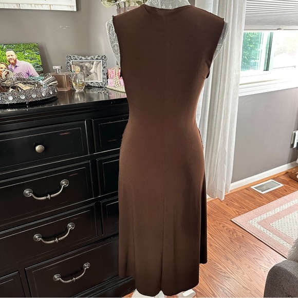 Candie’s Brown Sleeveless Ring Detail Midi Dress L Glam Mob Wife Cocktail Party - Picture 9 of 16